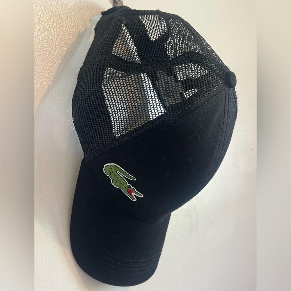 Lacoste Black Mesh Cap with Green Crocodile Patch men women - Picture 2 of 4